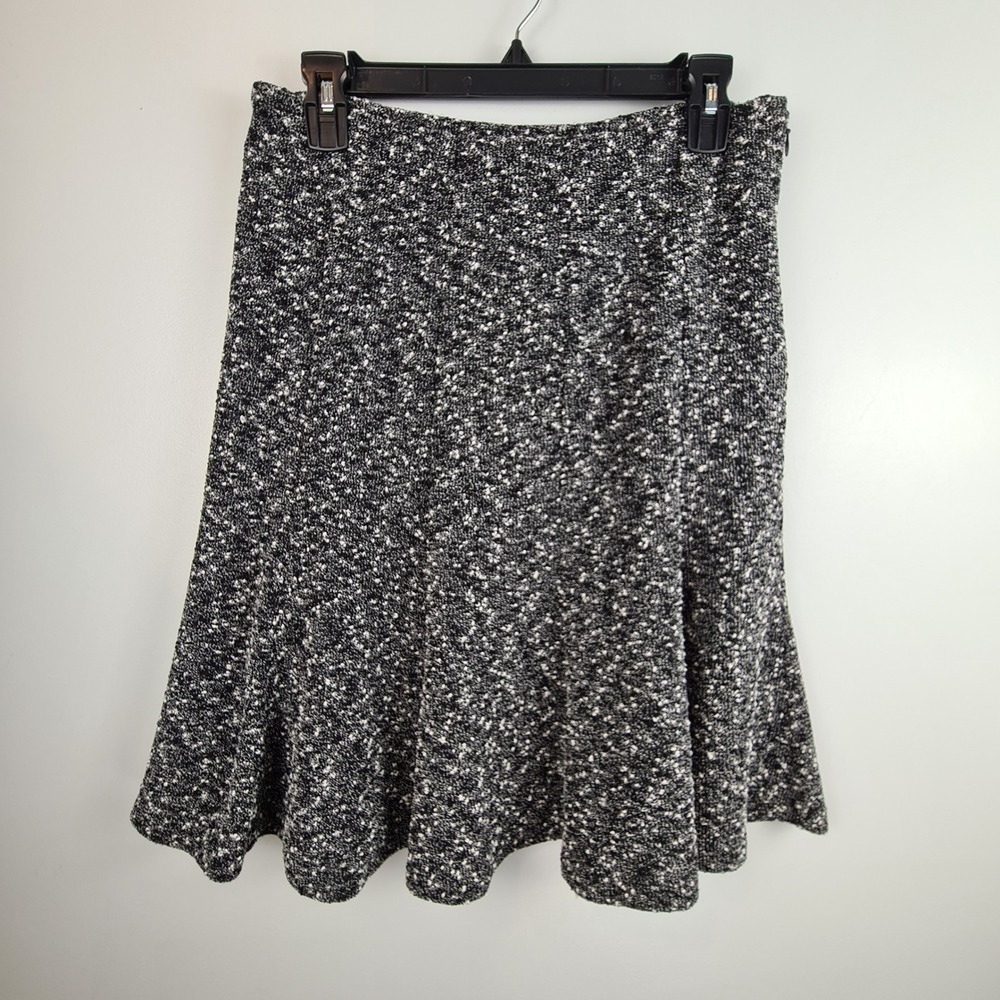 Cynthia Rowley Black White Speckled Marled Flared A-Line Skirt Size 6 Textured